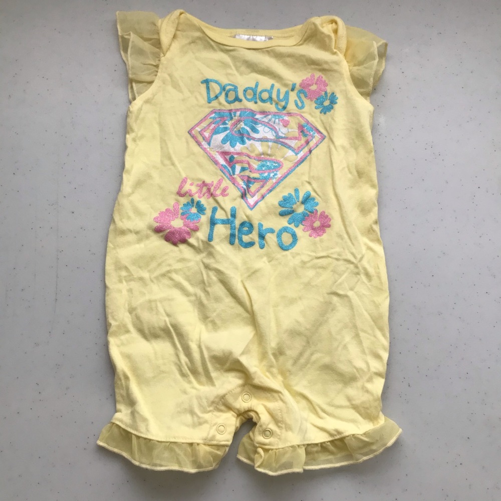 2/$15 DC COMICS SUPERGIRL Romper Frills Snaps